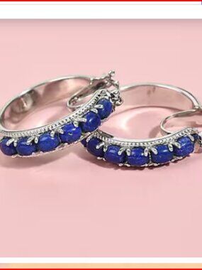 Lapis Lazuli 5.80 ctw Earrings in Platinum Bond